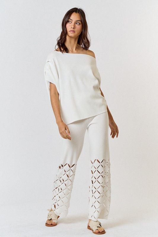 White Knit Set - Top and Pants