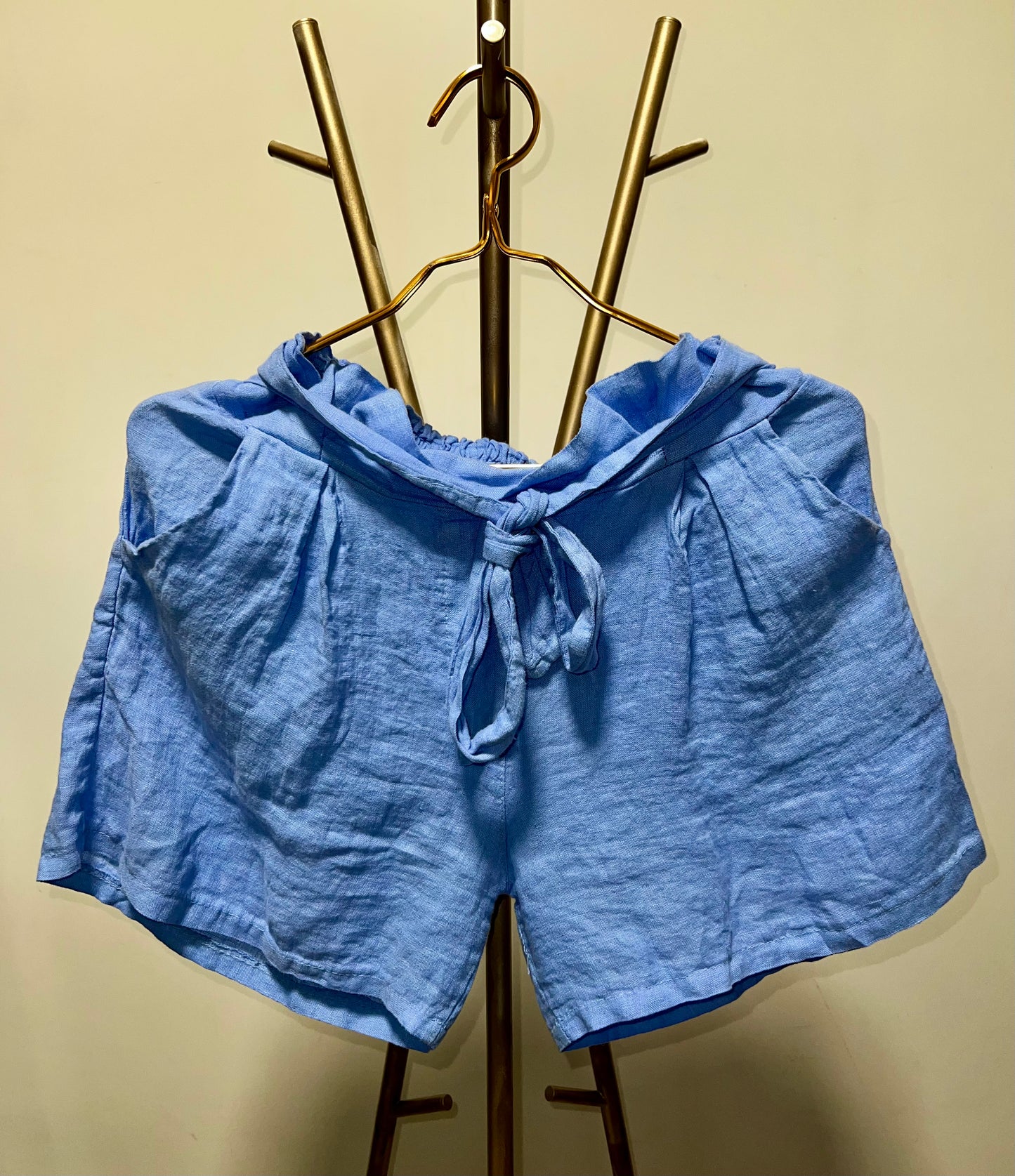 Blue Linen Shorts