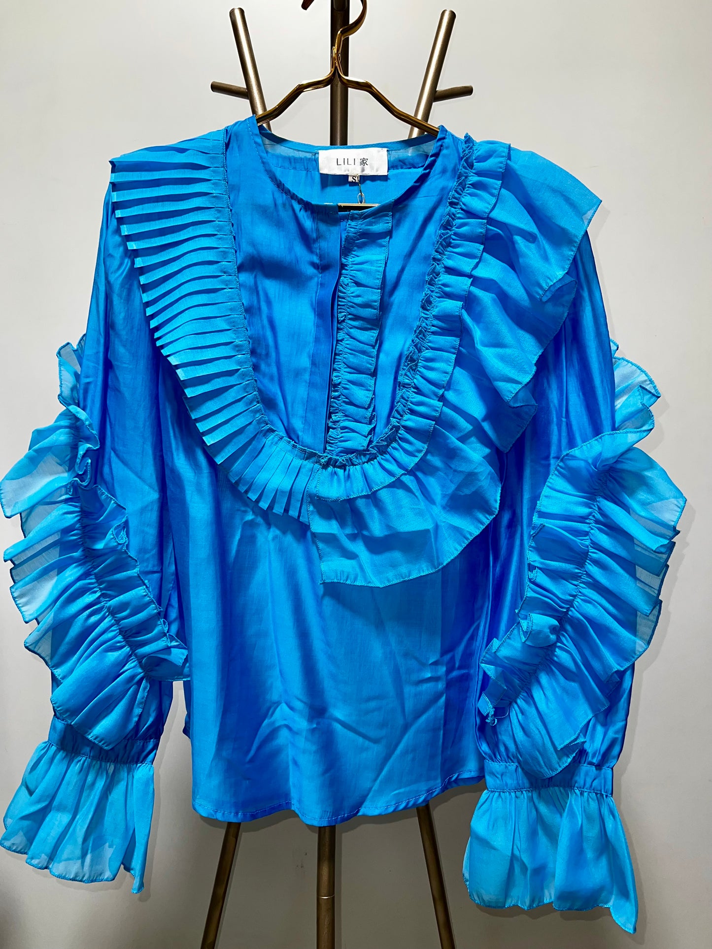 Light Blue Ruffled Blouse