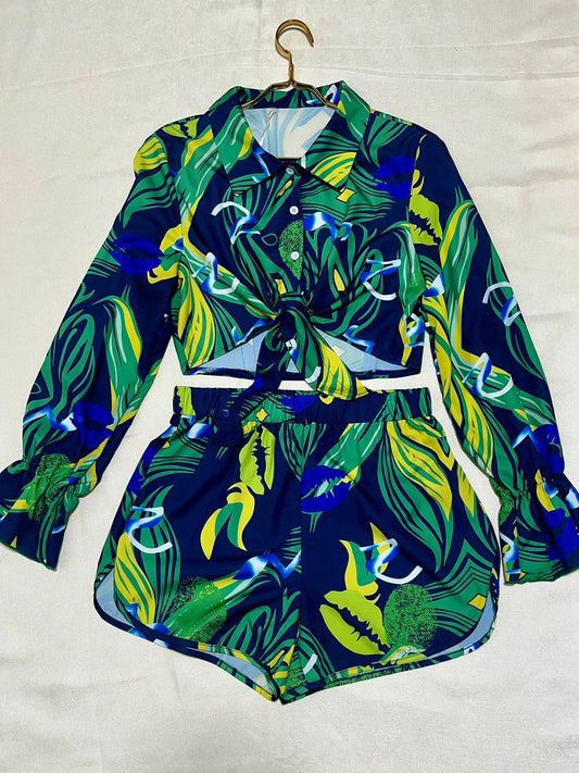 Green and Blue Printed Set